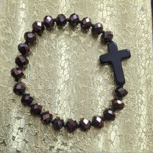 Black Bronze Crystal Cross Bracelet